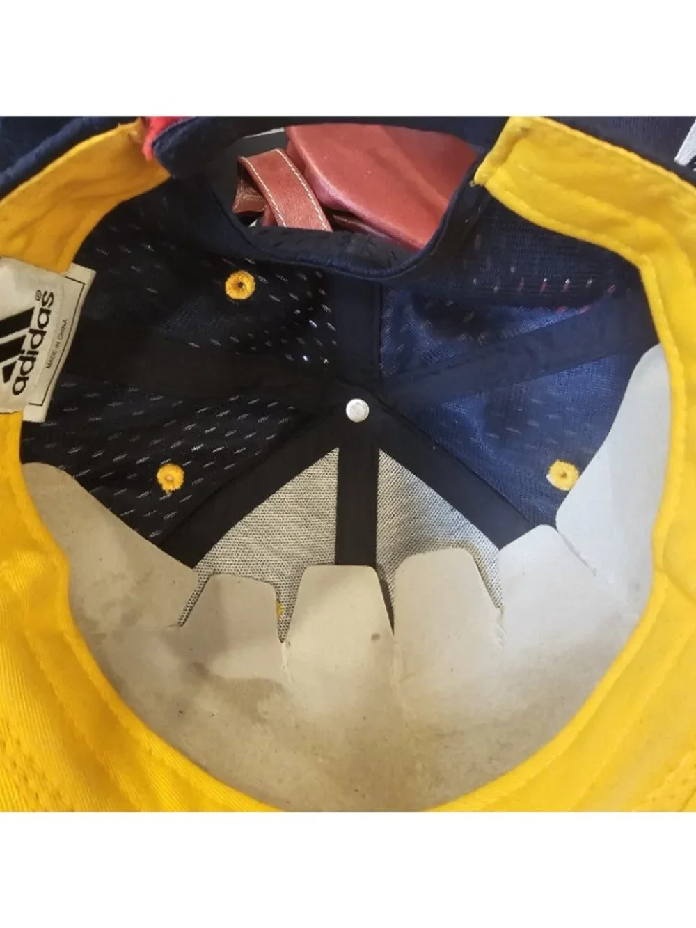 Adidas Youth Hat Cap Navy Blue Yellow Embroidered Logo Mesh Adjustable
